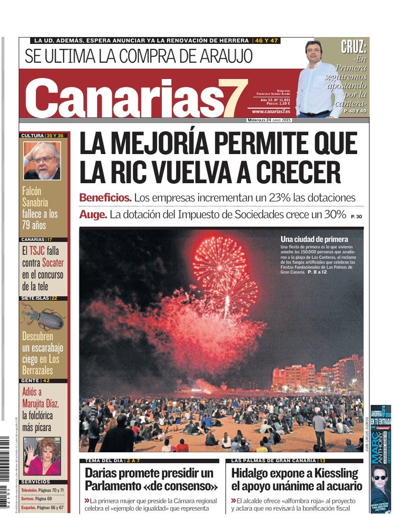 Portada Canarias7 24-06-2015