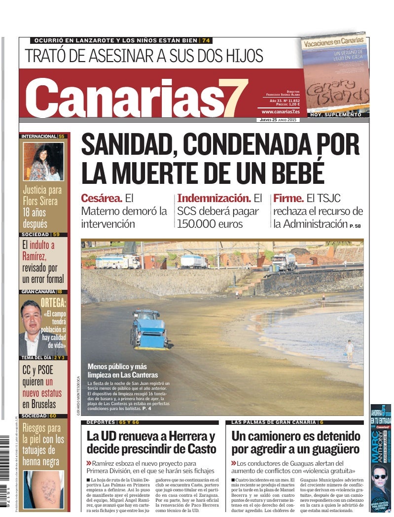 Portada Canarias7 25-06-2015