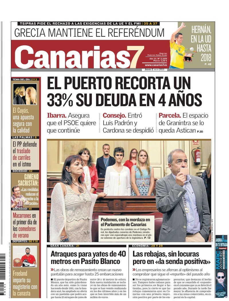 Portada Canarias7 02-07-2015