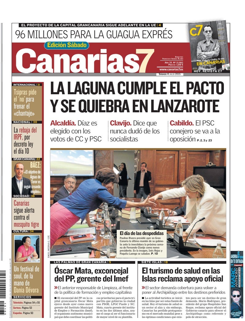 Portada Canarias7 04-07-2015