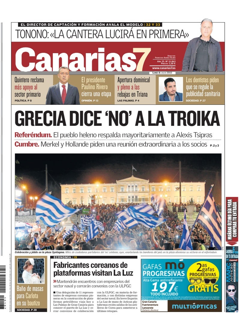 Portada Canarias7 06-07-2015