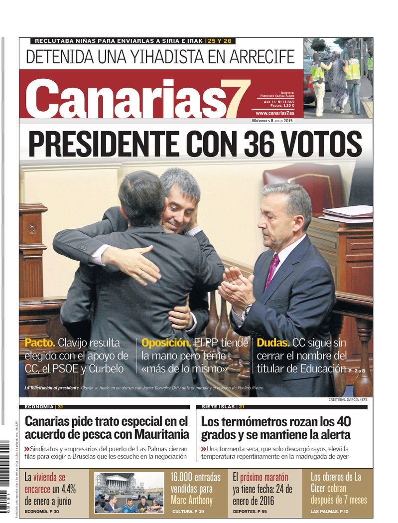 Portada Canarias7 08-07-2015