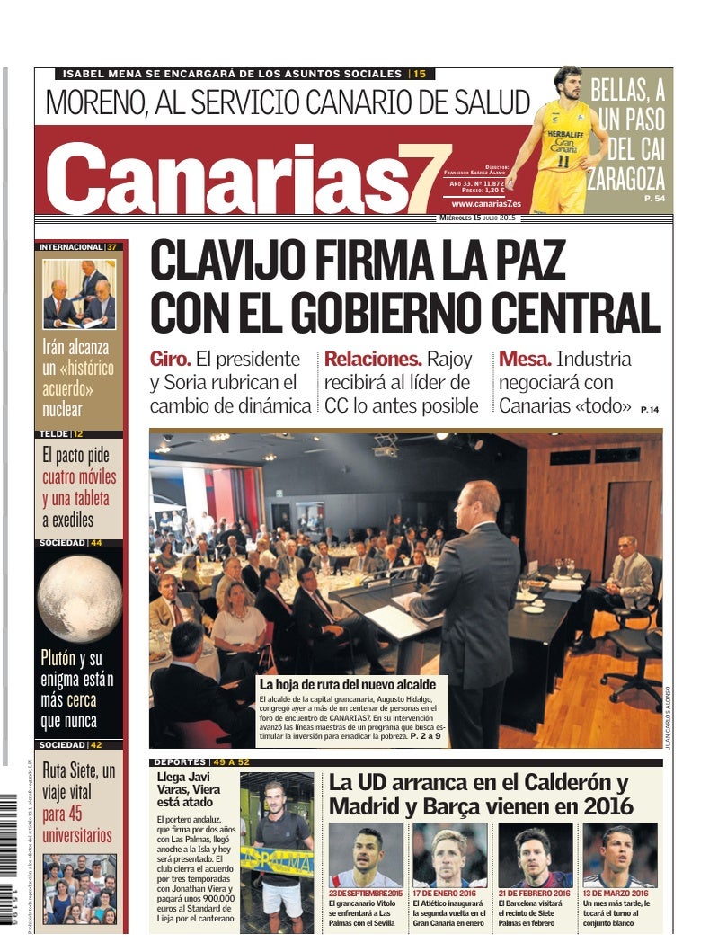 Portada Canarias7 15-07-2015