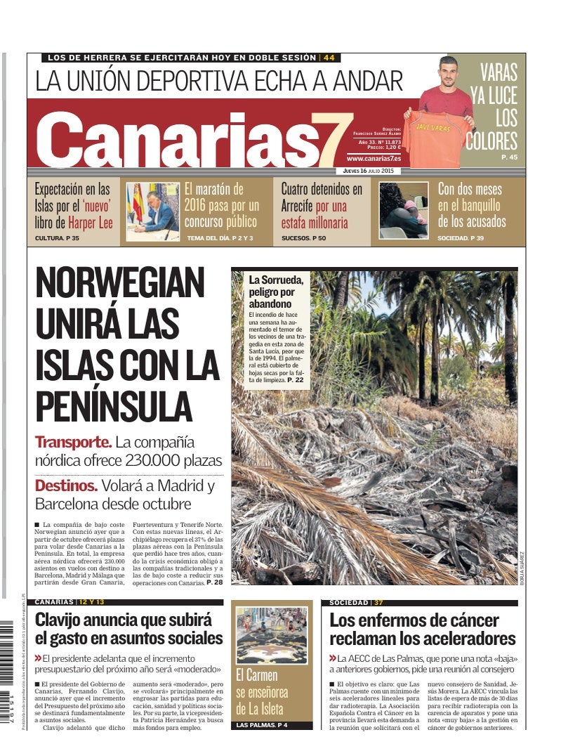 Portada Canarias7 16-07-2015