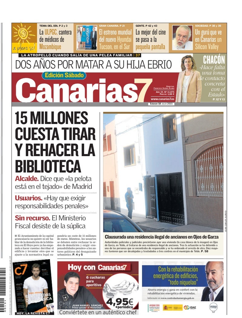 Portada Canarias7 18-07-2015