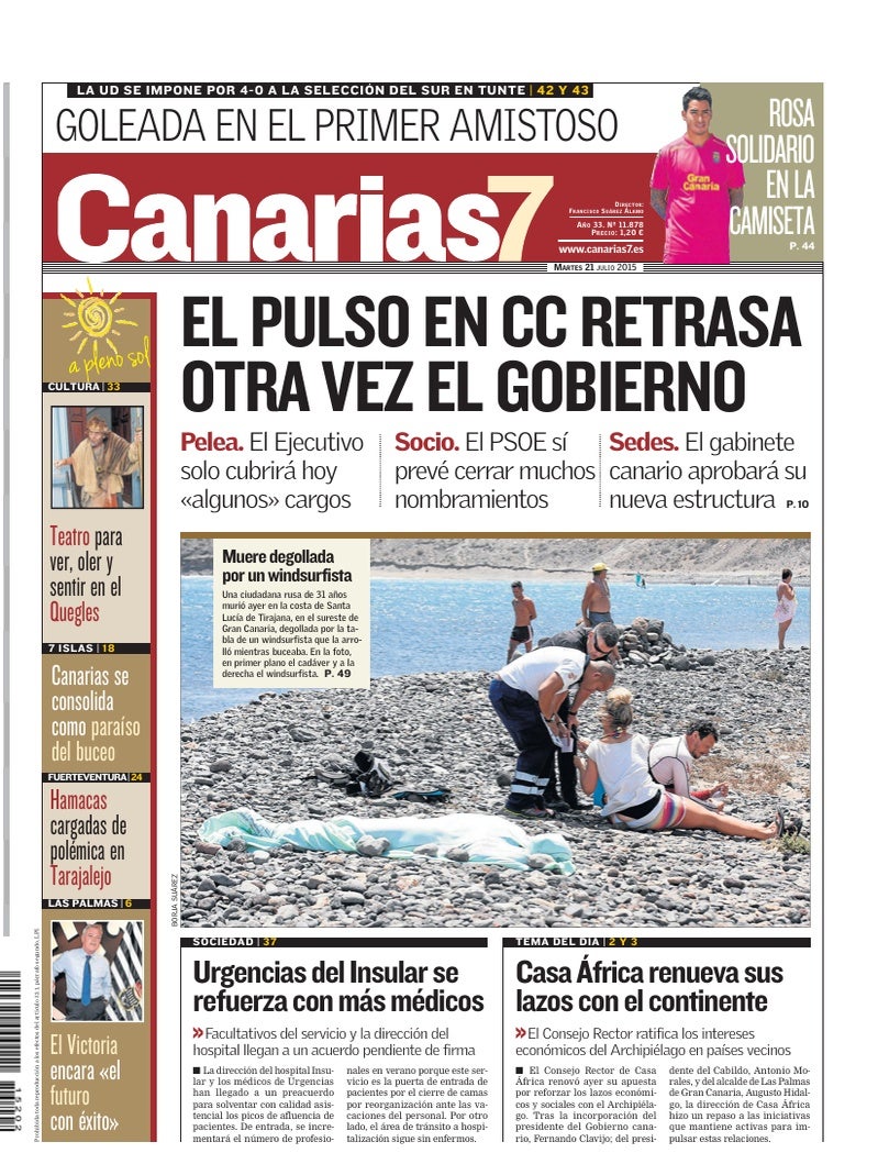 Portada Canarias7 21-07-2015