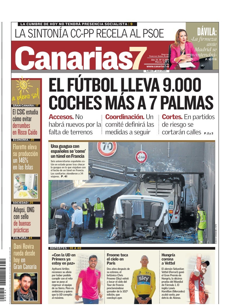 Portada Canarias7 27-07-2015