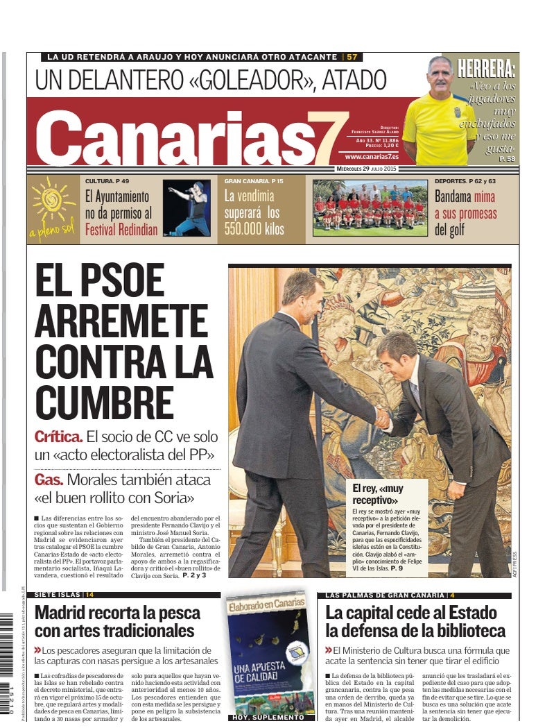 Portada Canarias7 29-07-2015