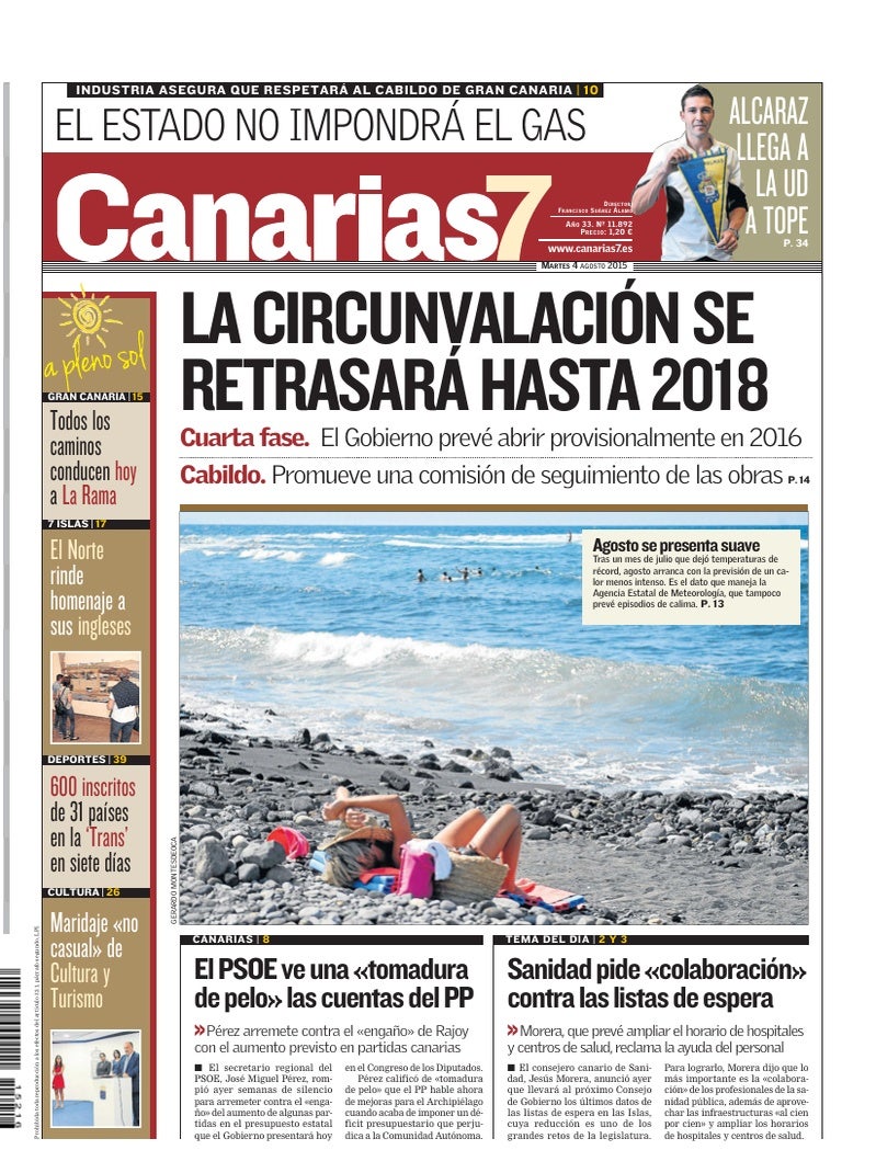 Portada Canarias7 04-08-2015