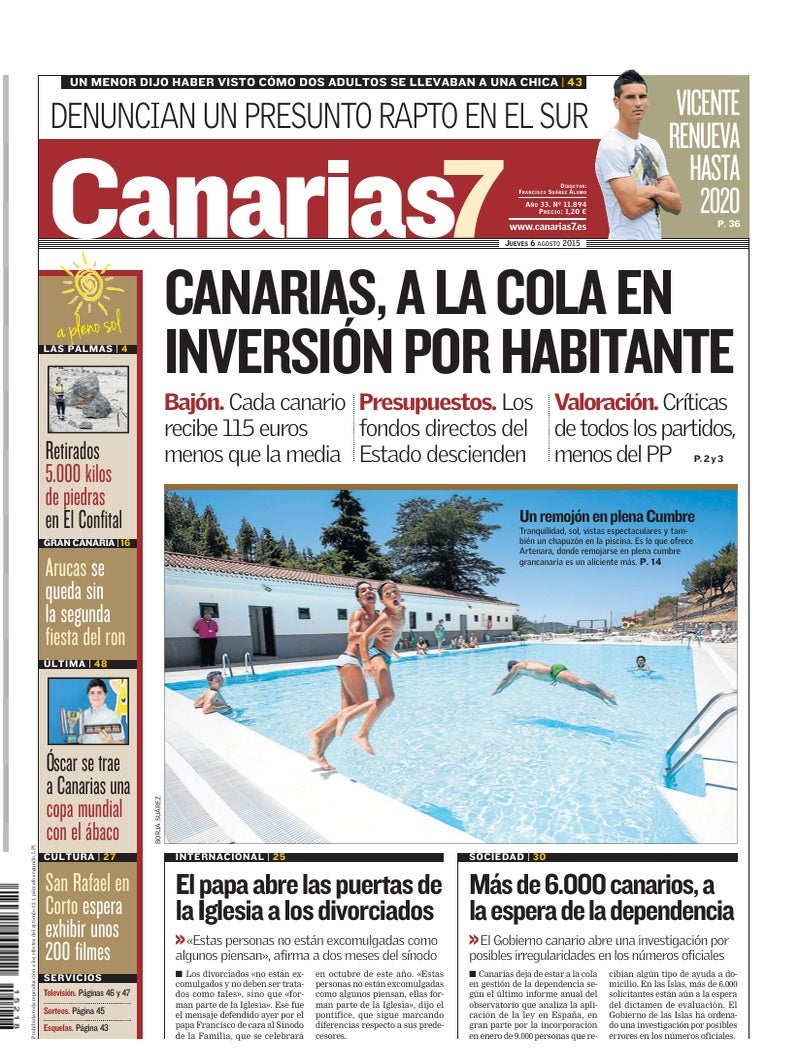 Portada Canarias7 06-08-2015