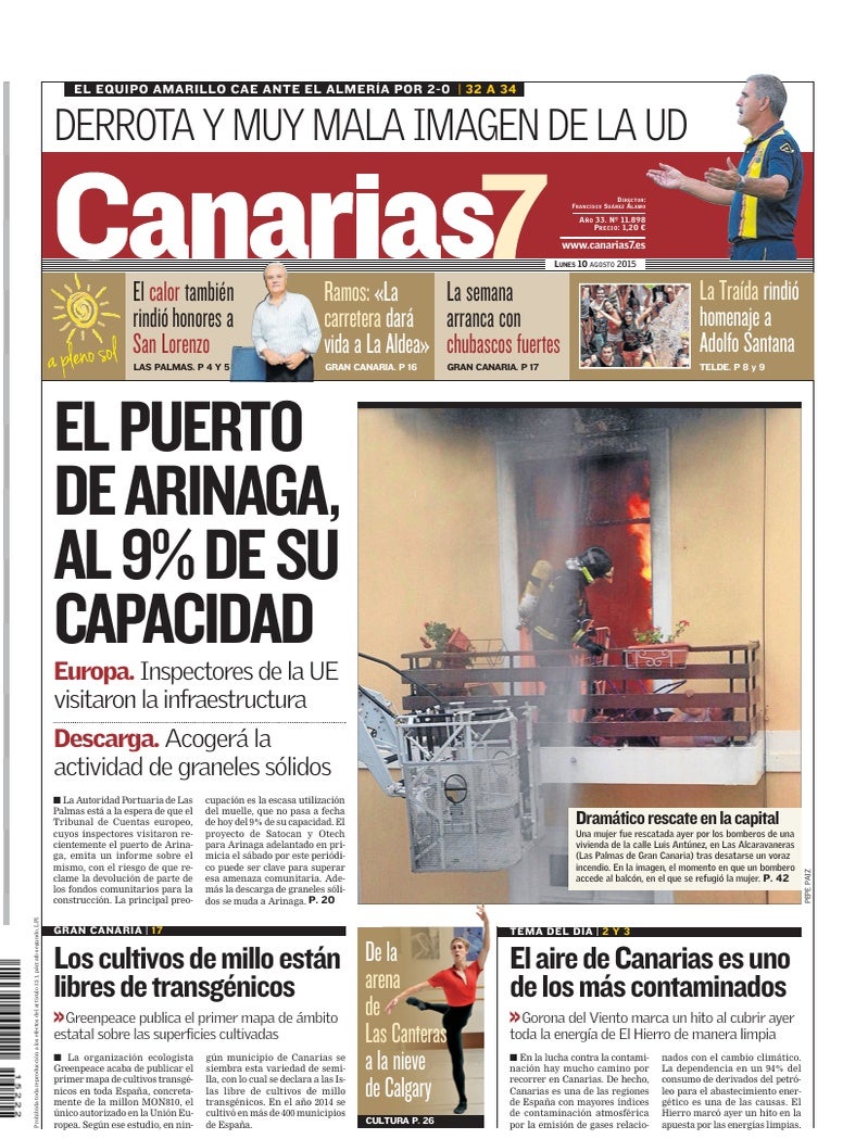 Portada Canarias7 10-08-2015
