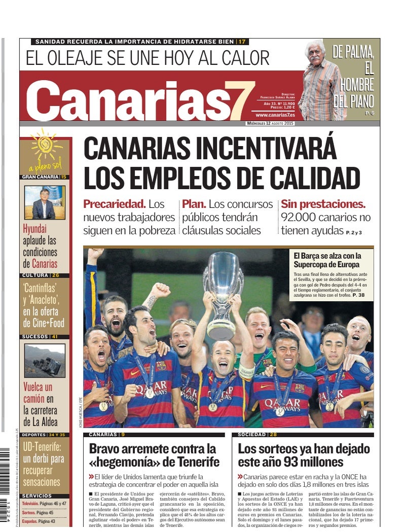 Portada Canarias7 12-08-2015