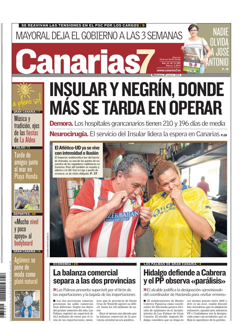 Portada Canarias7 19-08-2015