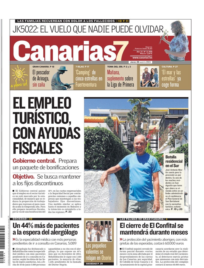 Portada Canarias7 20-08-2015