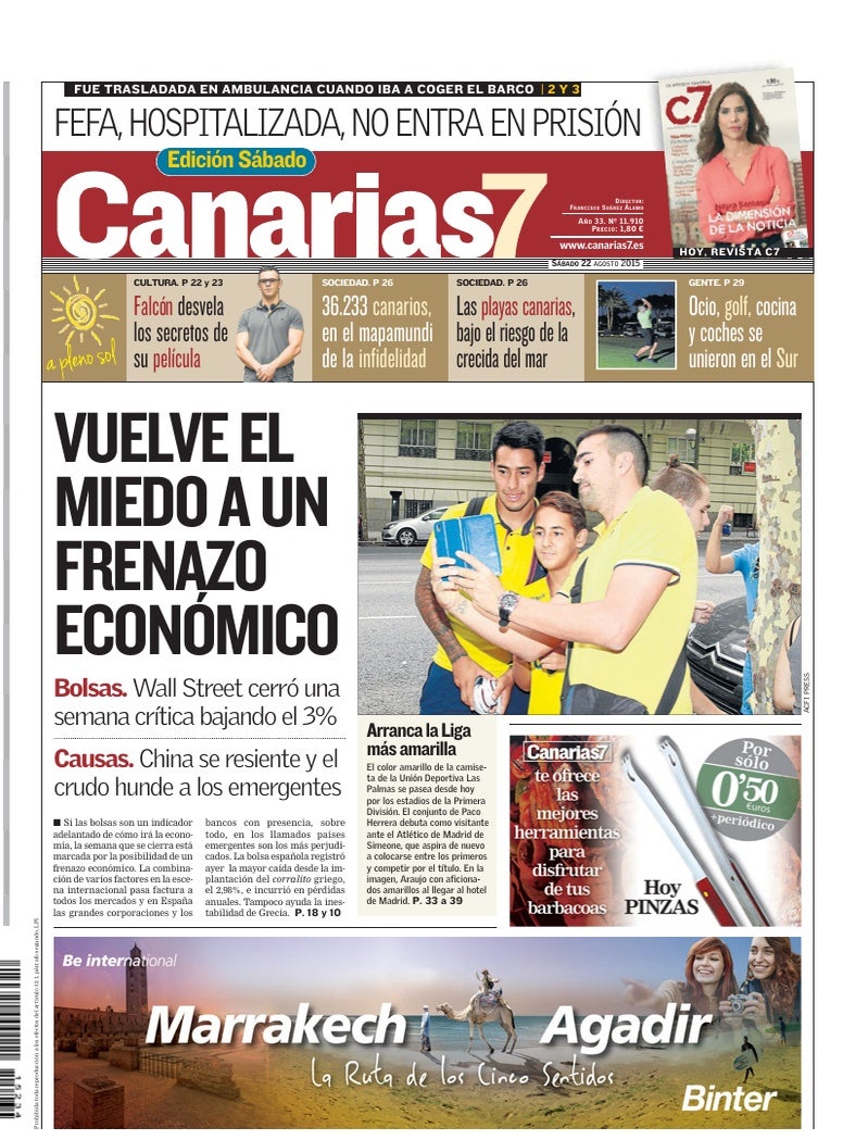 Portada Canarias7 22-08-2015