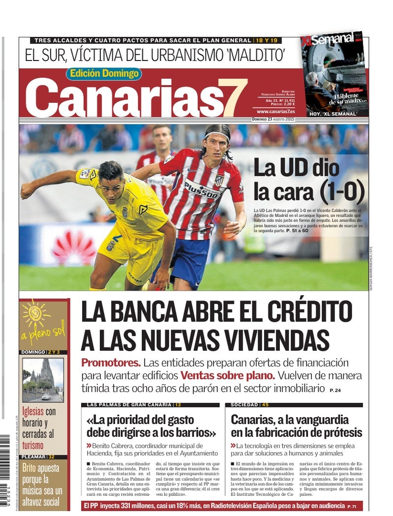 Portada Canarias7 23-08-2015