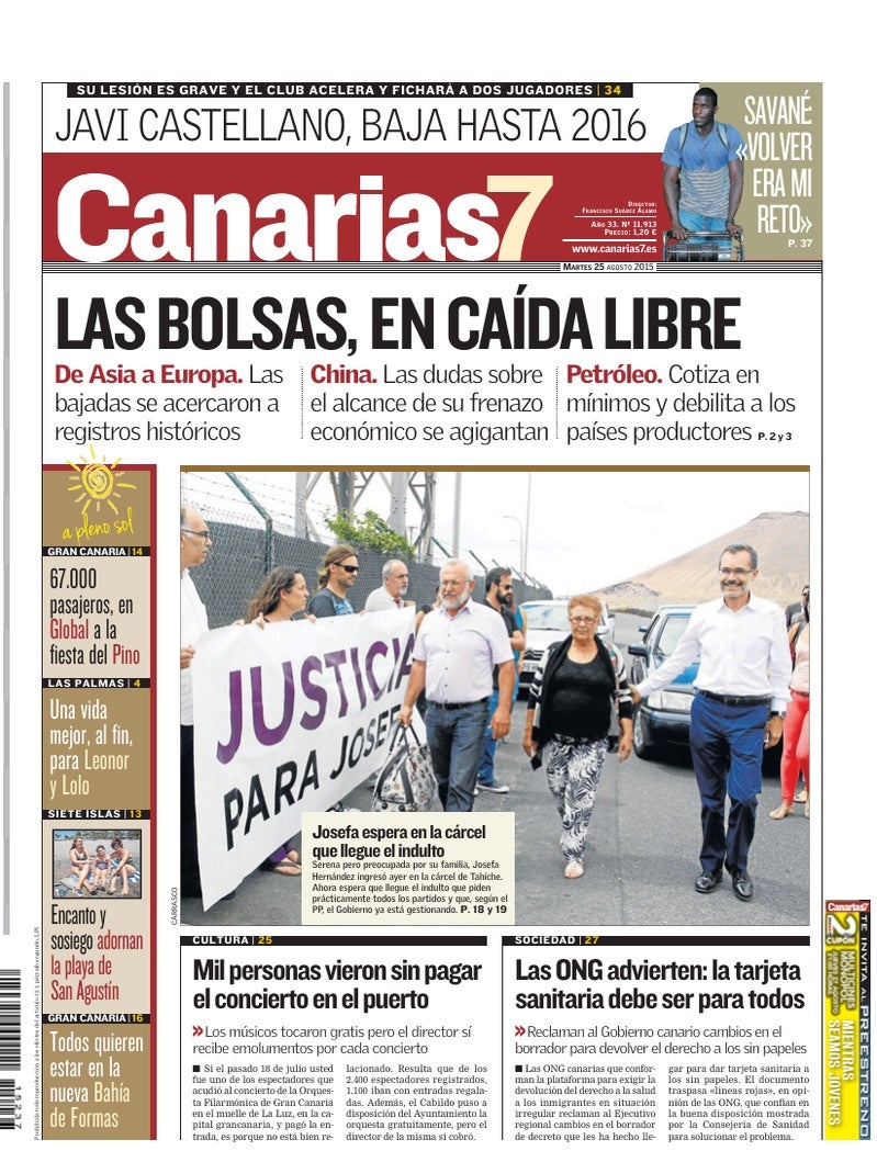 Portada Canarias7 25-08-2015