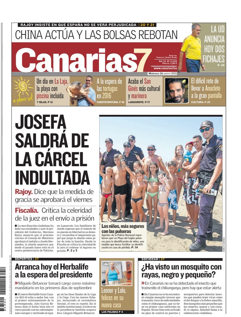Portada Canarias7 26-08-2015