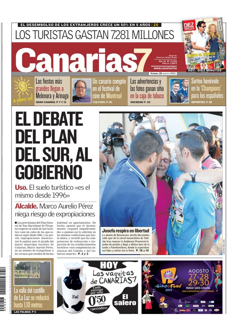 Portada Canarias7 28-08-2015