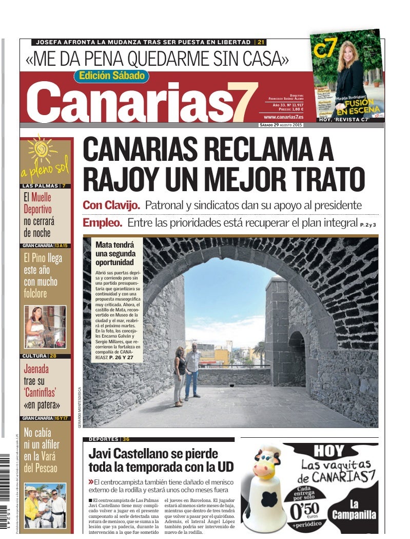 Portada Canarias7 29-08-2015