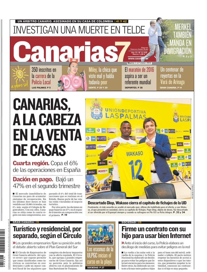 Portada Canarias7 01-09-2015