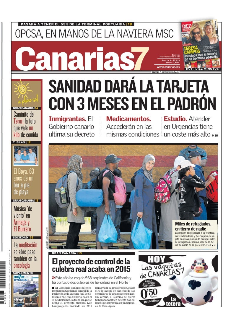 Portada Canarias7 04-09-2015