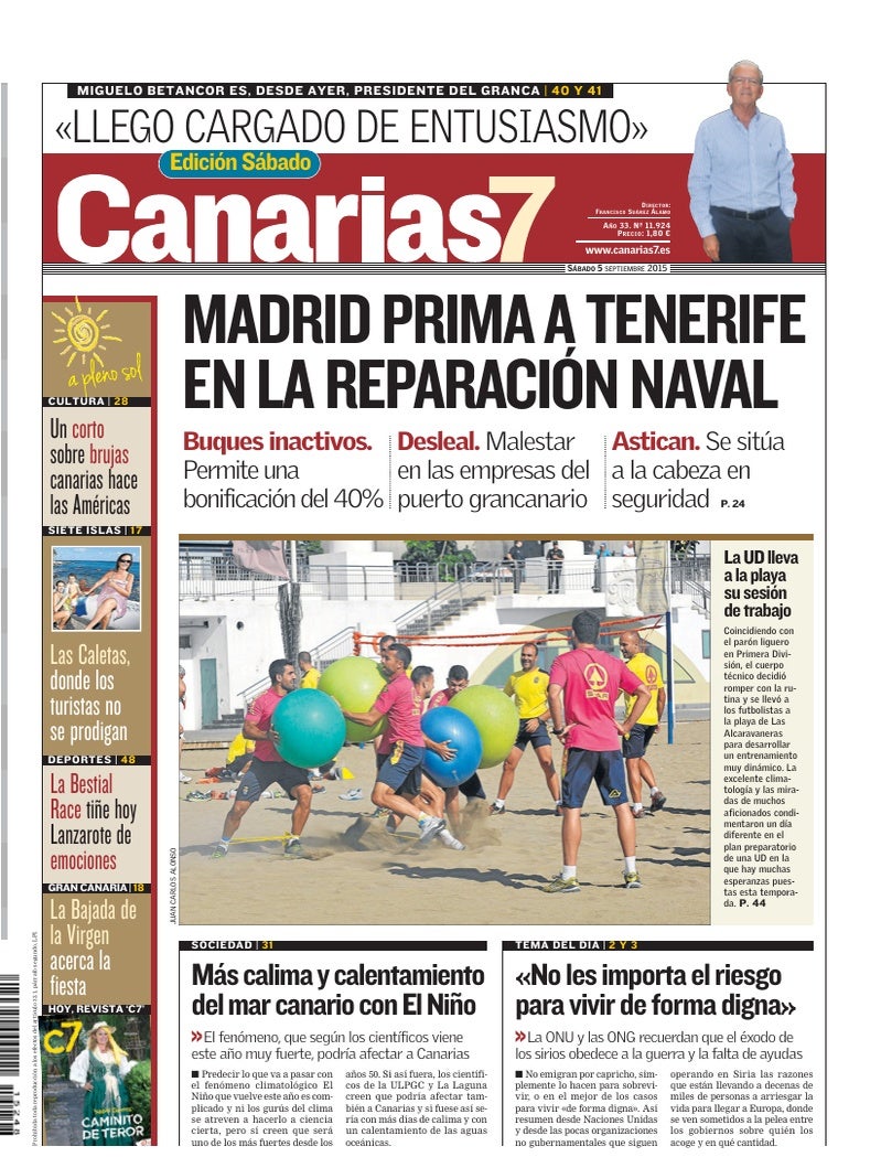 Portada Canarias7 05-09-2015