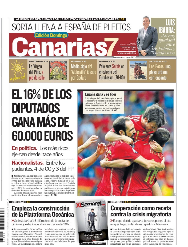 Portada Canarias7 06-09-2015