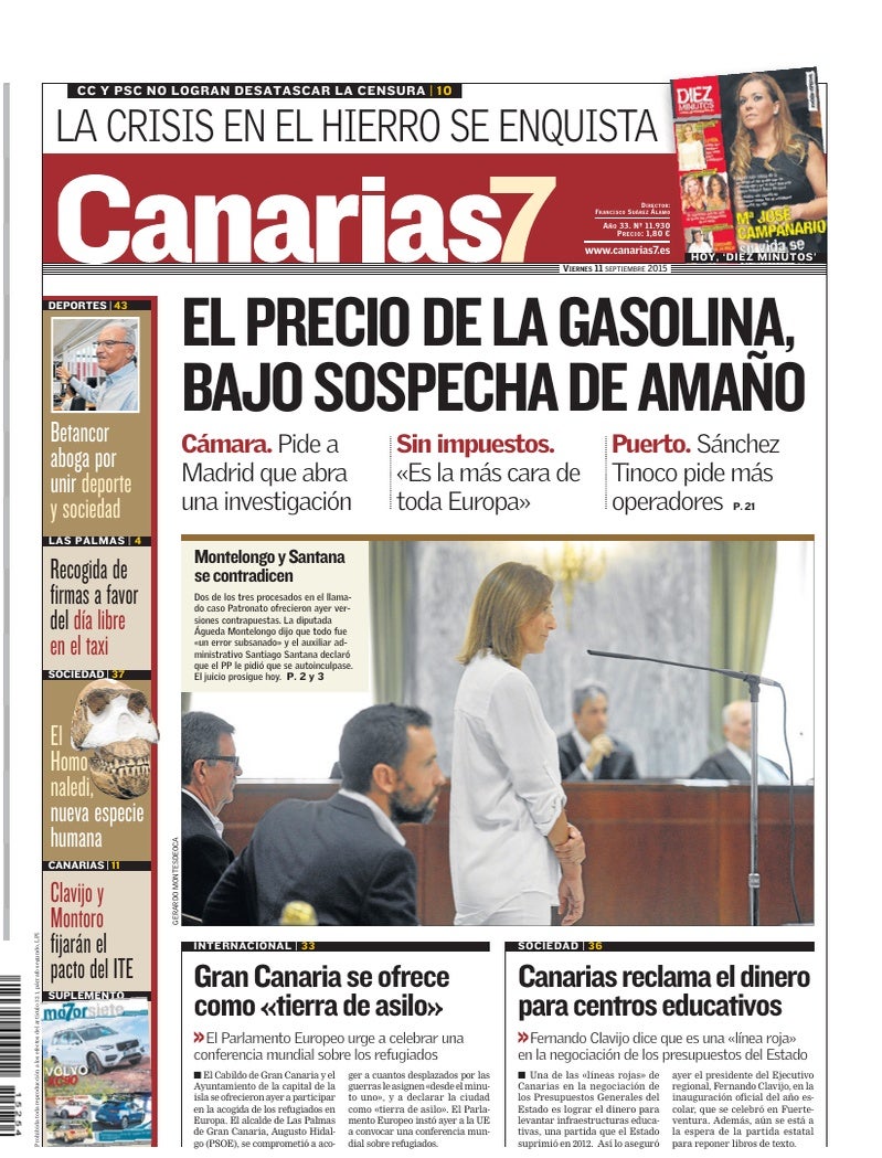 Portada Canarias7 11-09-2015