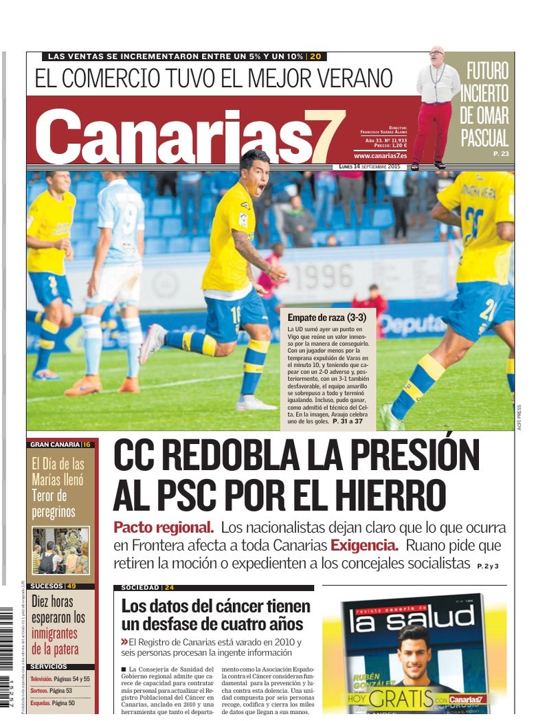 Portada Canarias7 14-09-2015
