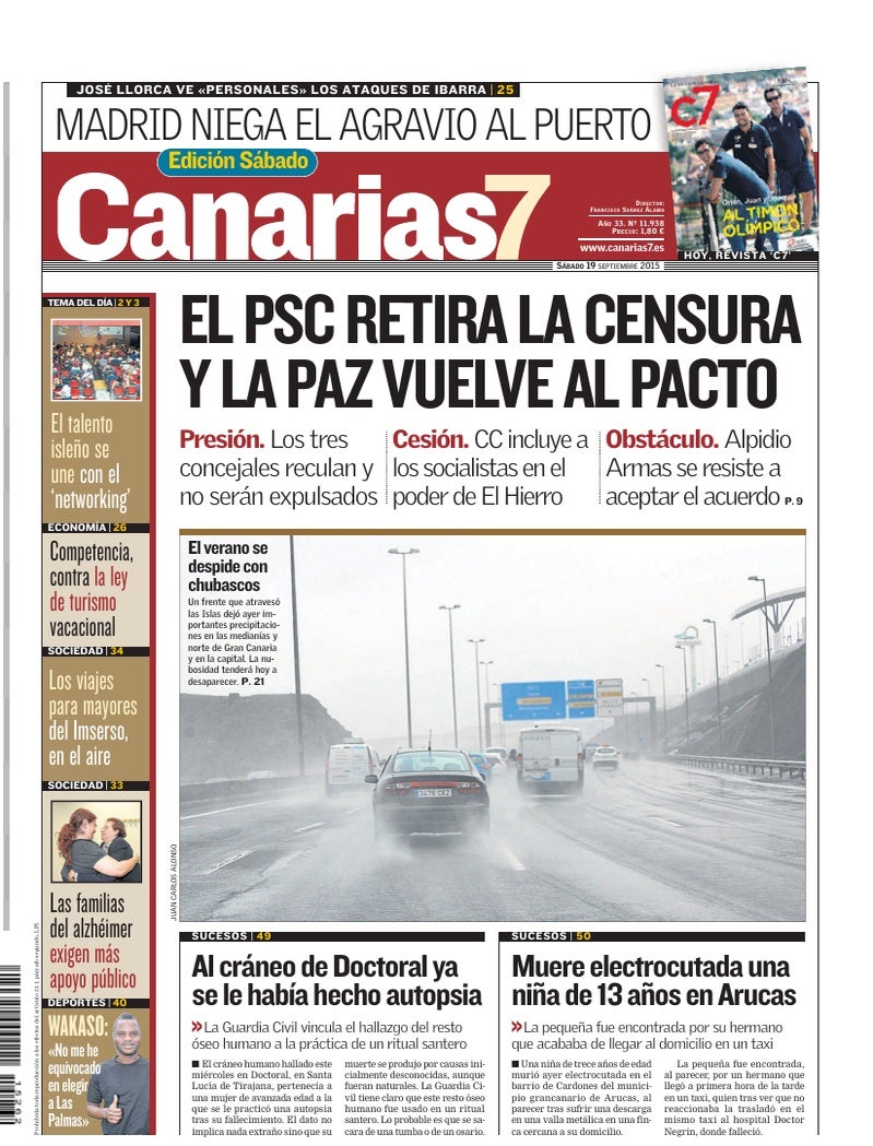 Portada Canarias7 19-09-2015