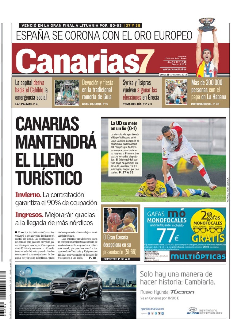 Portada Canarias7 21-09-2015