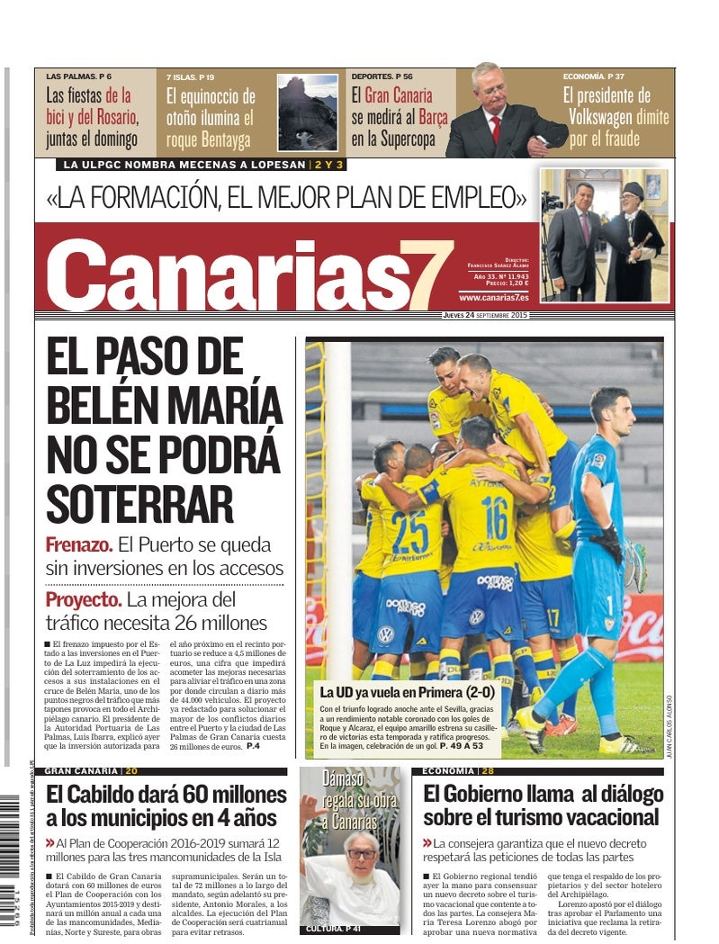 Portada Canarias7 24-09-2015