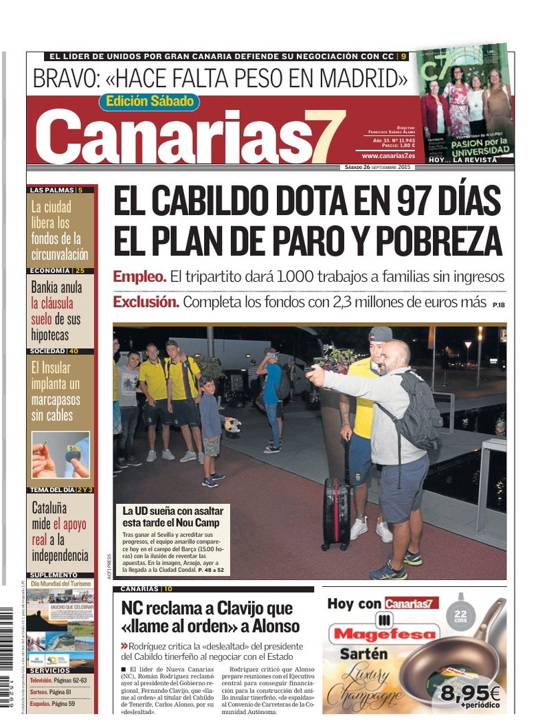 Portada Canarias7 26-09-2015