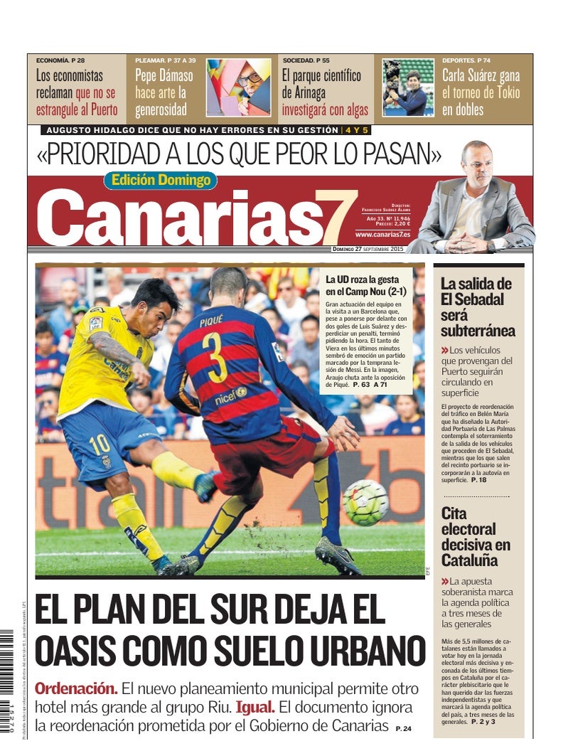 Portada Canarias7 27-09-2015