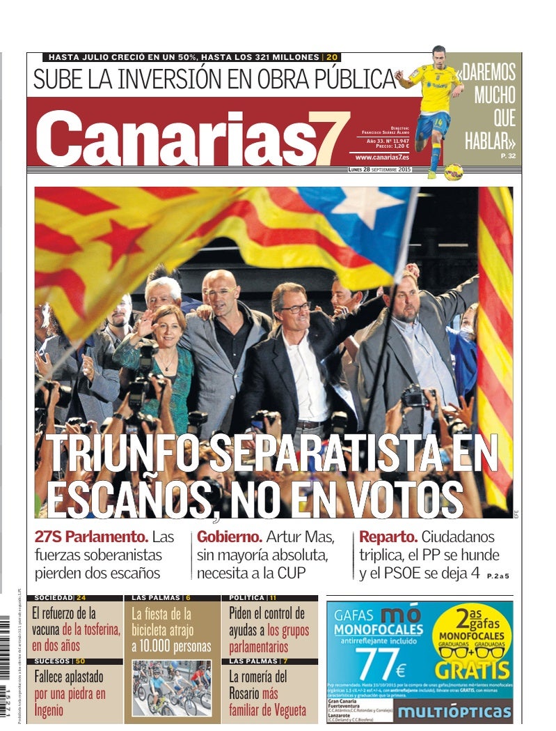 Portada Canarias7 28-09-2015