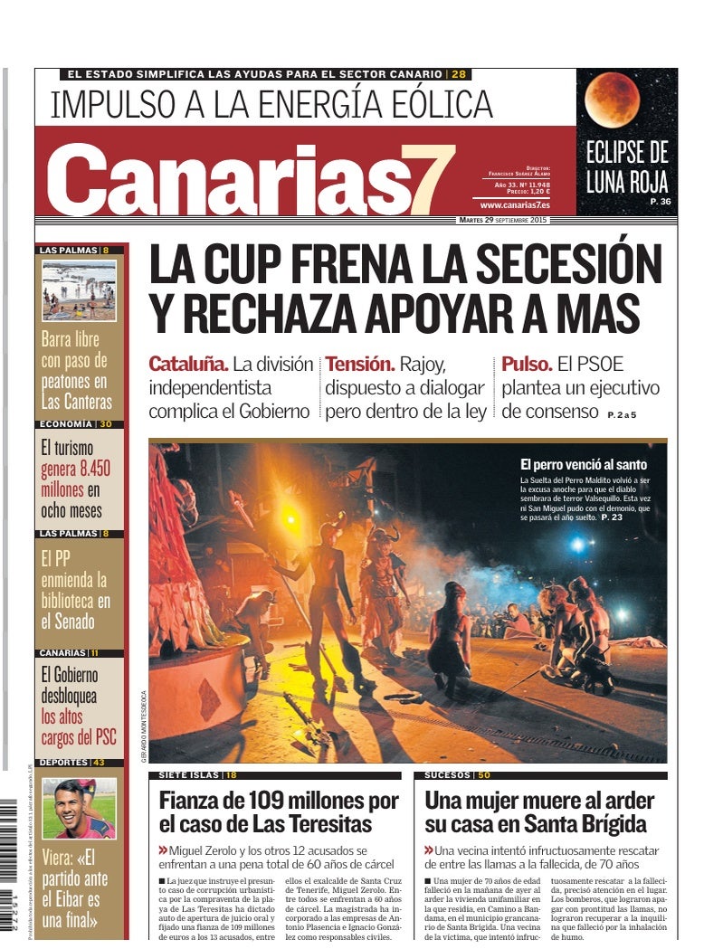 Portada Canarias7 29-09-2015