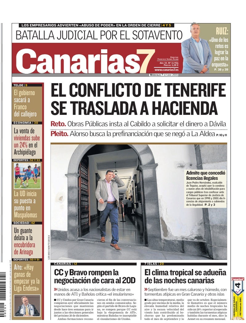 Portada Canarias7 07-10-2015