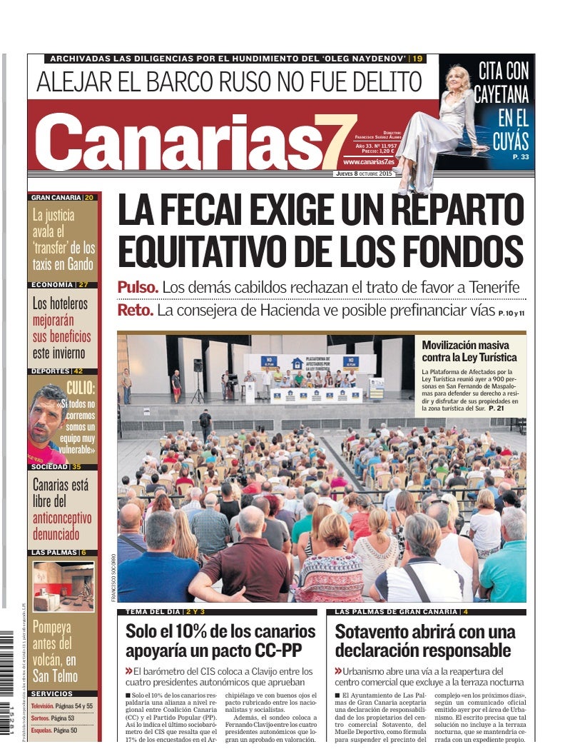Portada Canarias7 08-10-2015