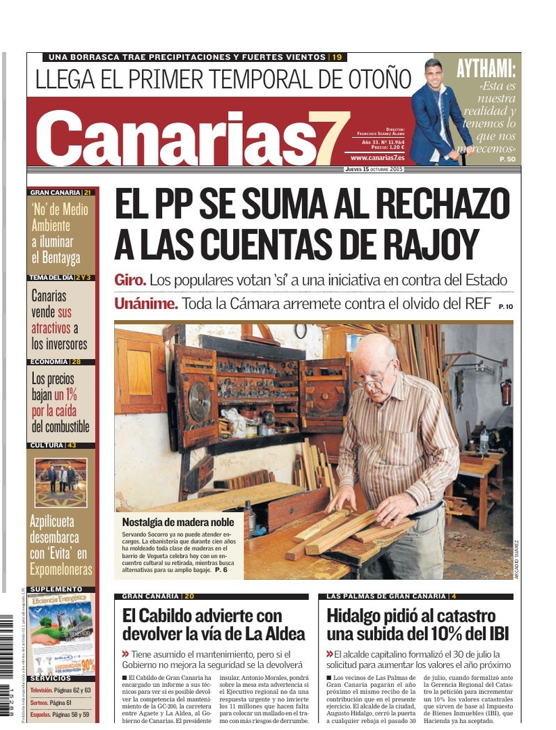 Portada Canarias7 15-10-2015