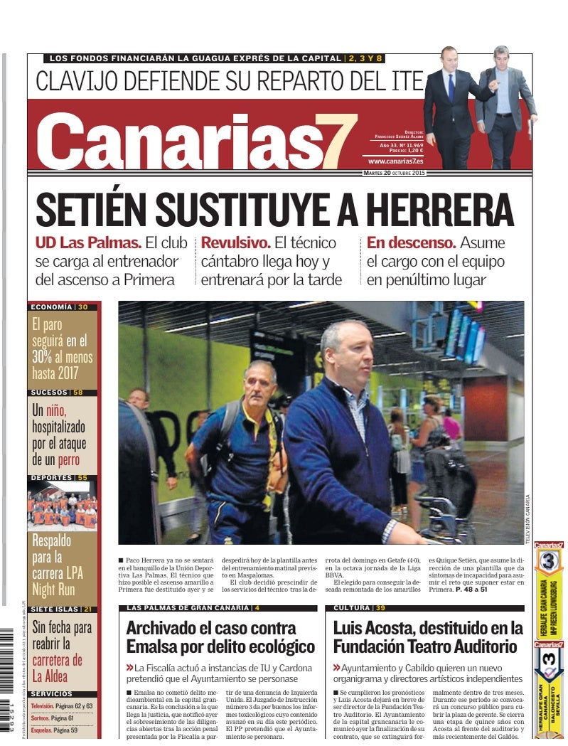 Portada Canarias7 20-10-2015