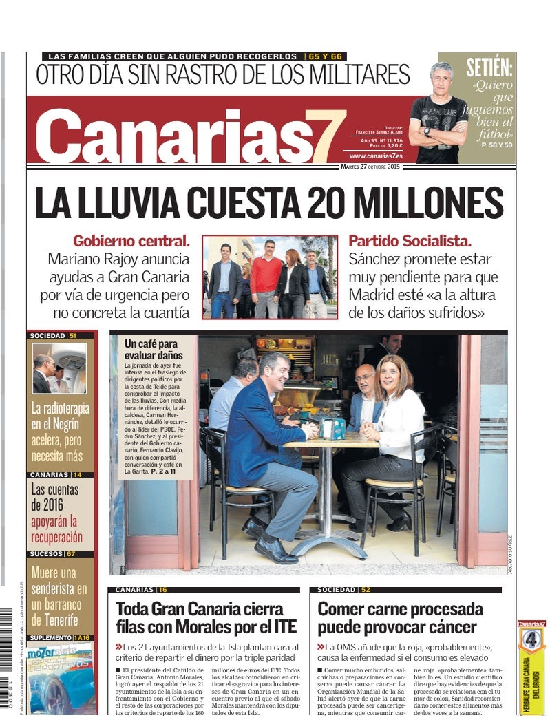 Portada Canarias7 27-10-2015