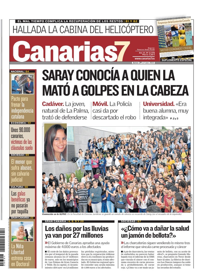 Portada Canarias7 29-10-2015