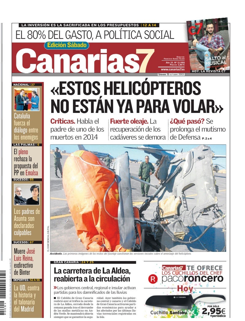 Portada Canarias7 31-10-2015