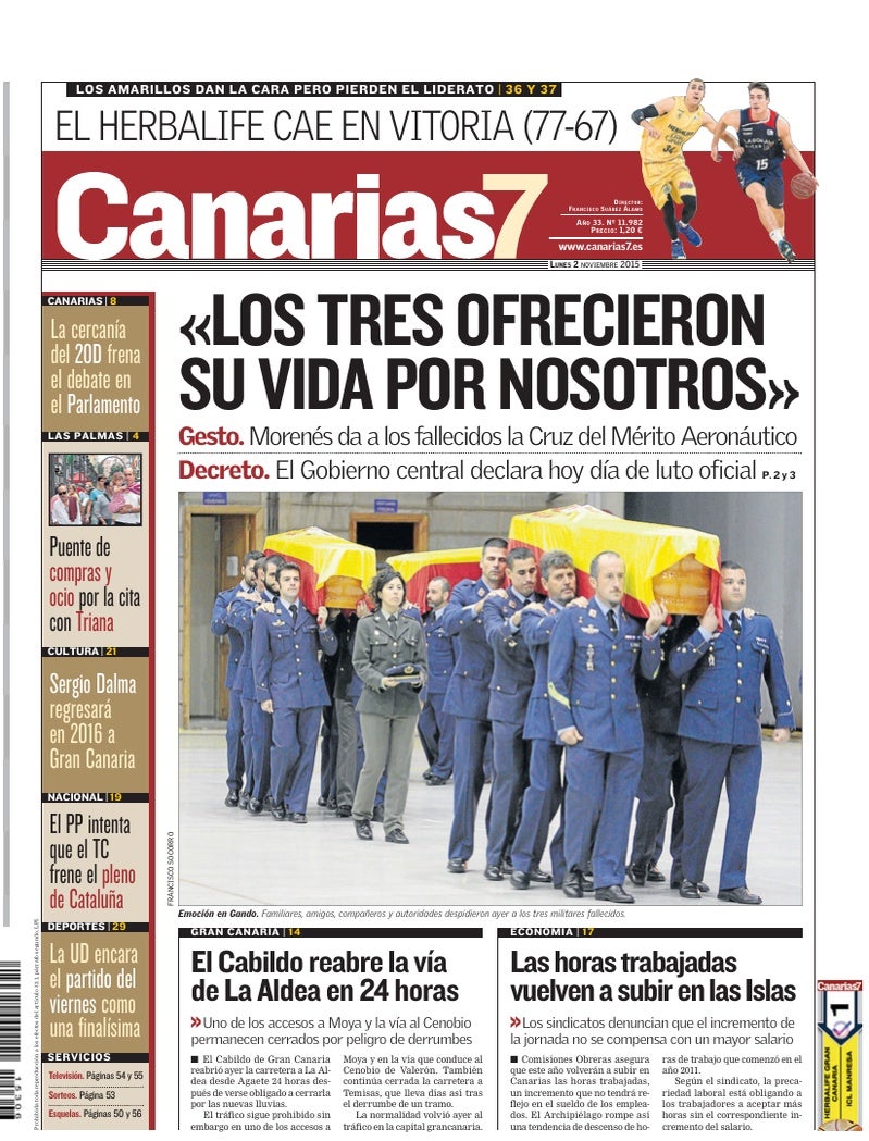 Portada Canarias7 02-11-2015