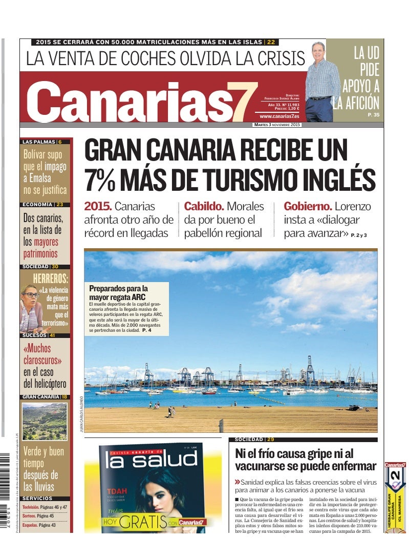 Portada Canarias7 03-11-2015