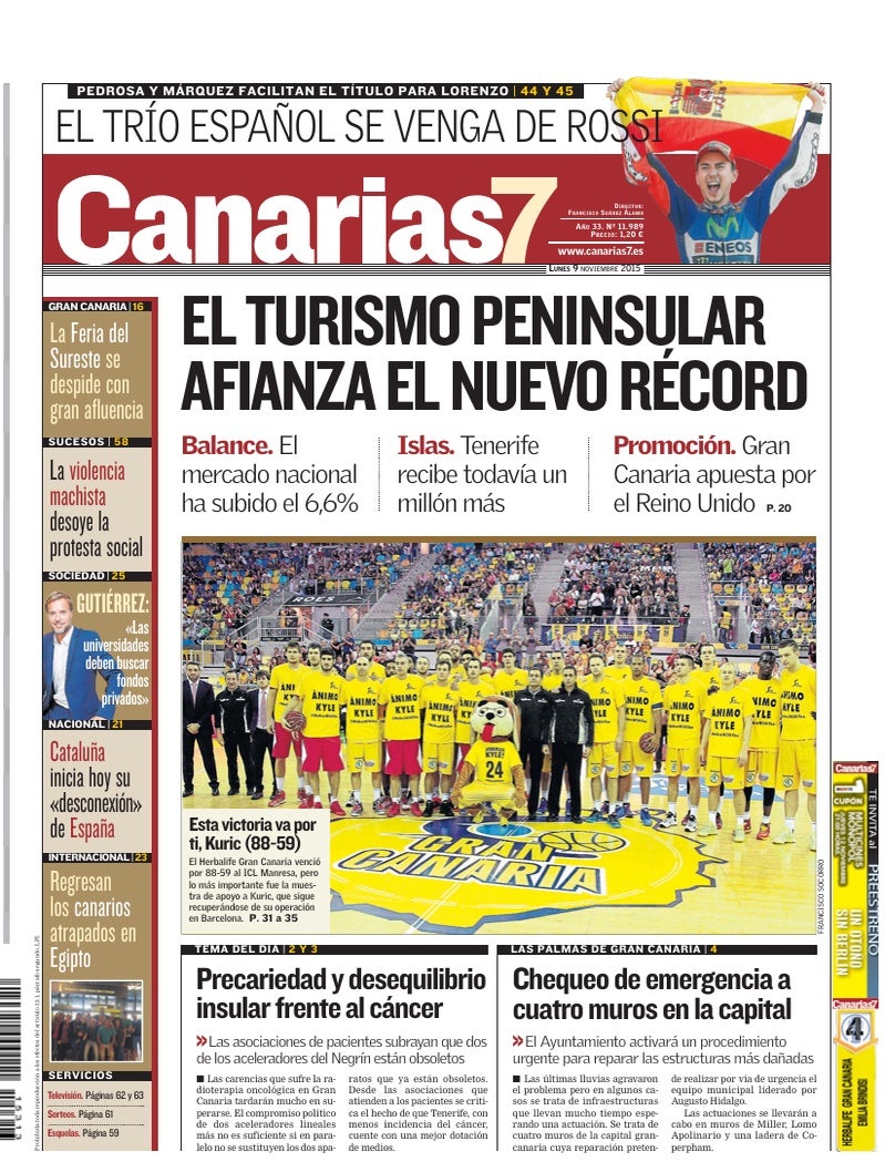 Portada Canarias7 09-11-2015