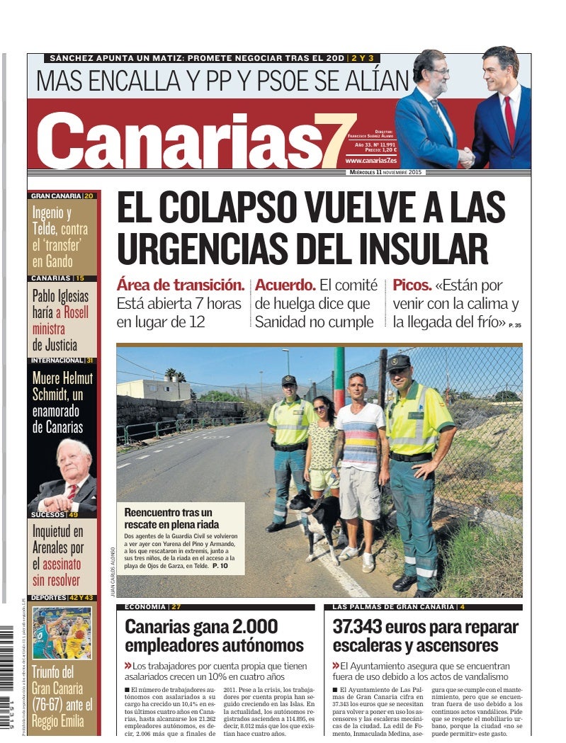 Portada Canarias7 11-11-2015