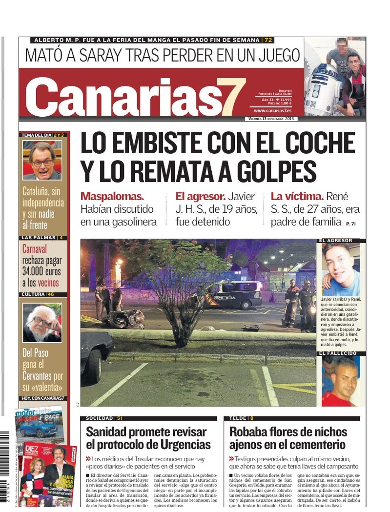 Portada Canarias7 13-11-2015