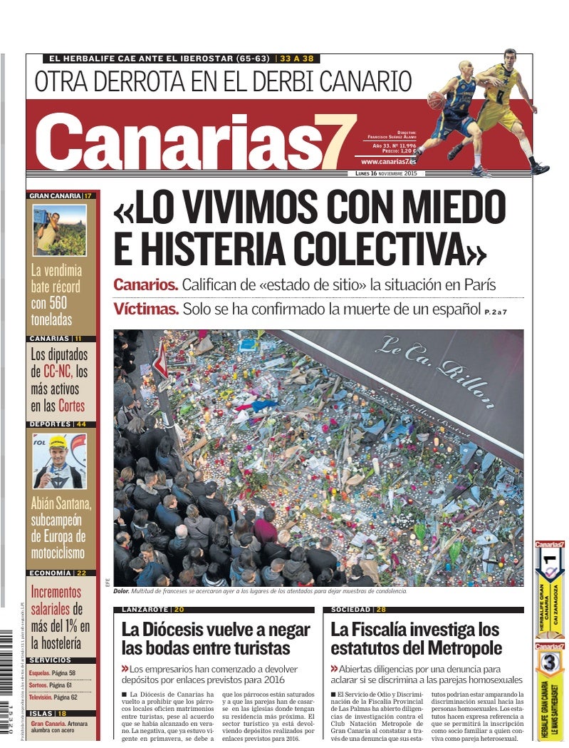 Portada Canarias7 16-11-2015